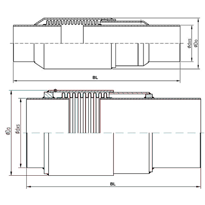 Axial expansion joint with weld ends for district heating type AUS ONE PN25/16