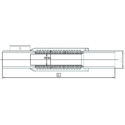 Axial expansion joint, weld ends, outer cover and inner sleeve type ABS PN16